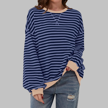 LUKA™ - Sudadera informal de manga larga con cuello redondo y rayas