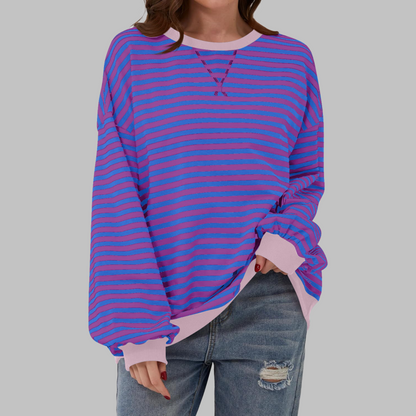 LUKA™ - Sudadera informal de manga larga con cuello redondo y rayas