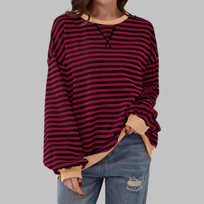 LUKA™ - Sudadera informal de manga larga con cuello redondo y rayas