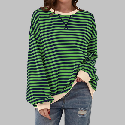 LUKA™ - Sudadera informal de manga larga con cuello redondo y rayas