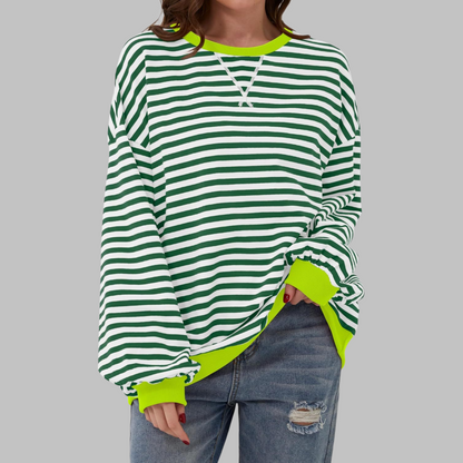 LUKA™ - Sudadera informal de manga larga con cuello redondo y rayas