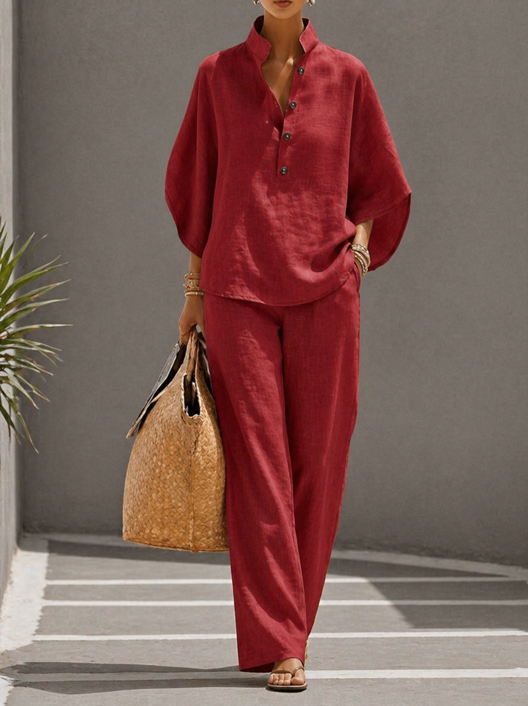 Mariel | Traje de manga murciélago con pantalón de pierna ancha
