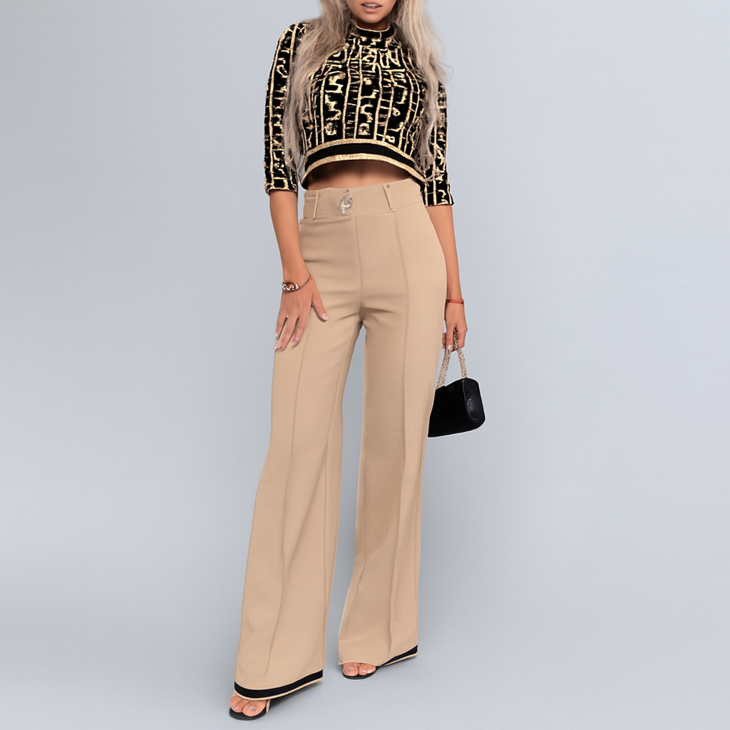Elegancia Atemporal: Top Crop y Pantalón Fluido