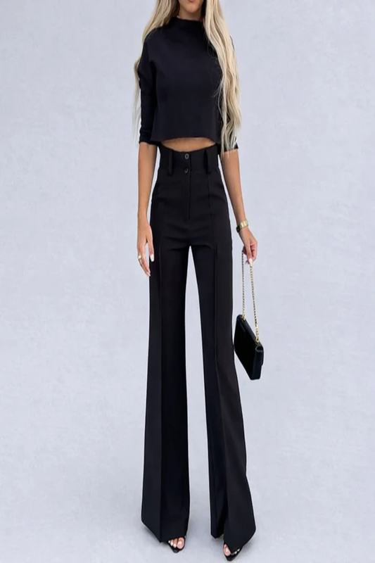 Elegancia Atemporal: Top Crop y Pantalón Fluido
